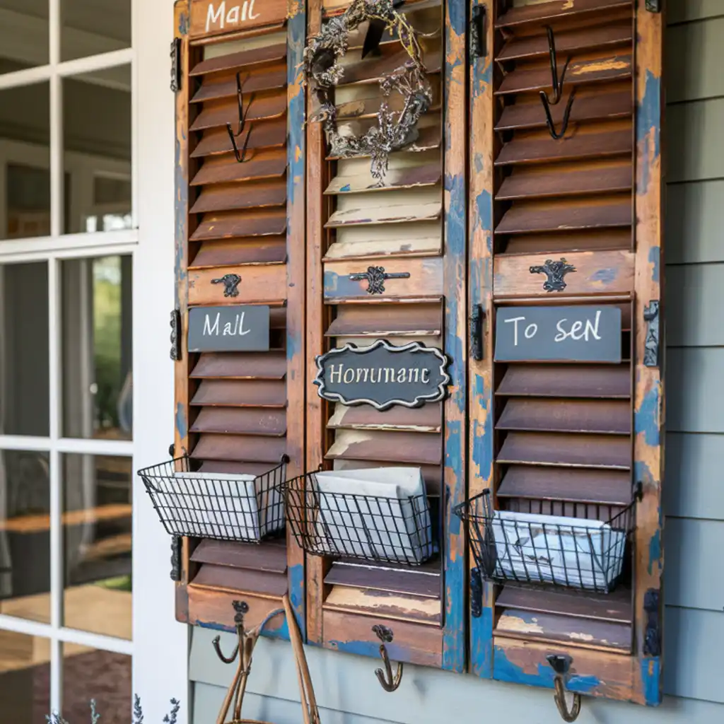 old wooden shutter mail box on the porch