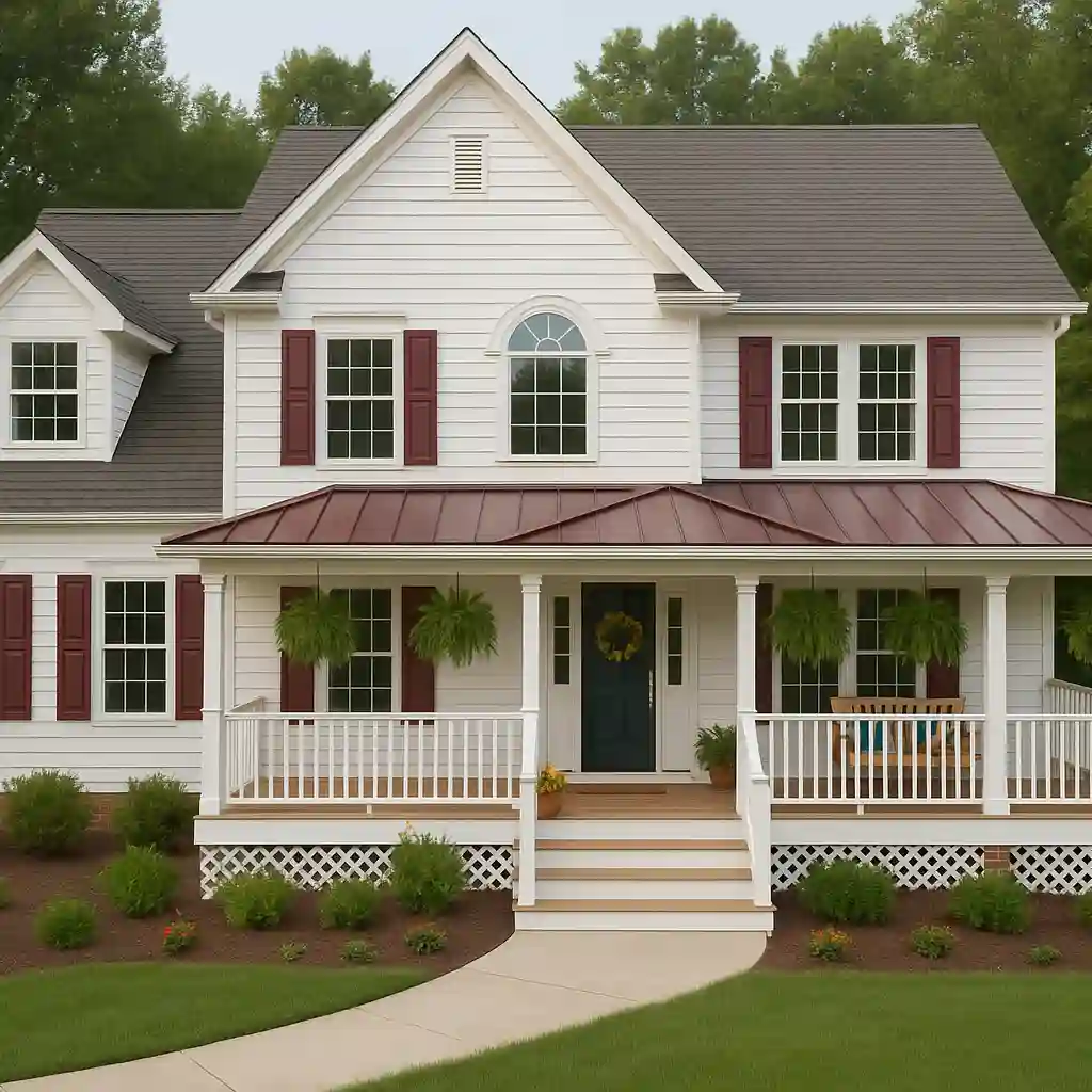 plants in wraparound porch