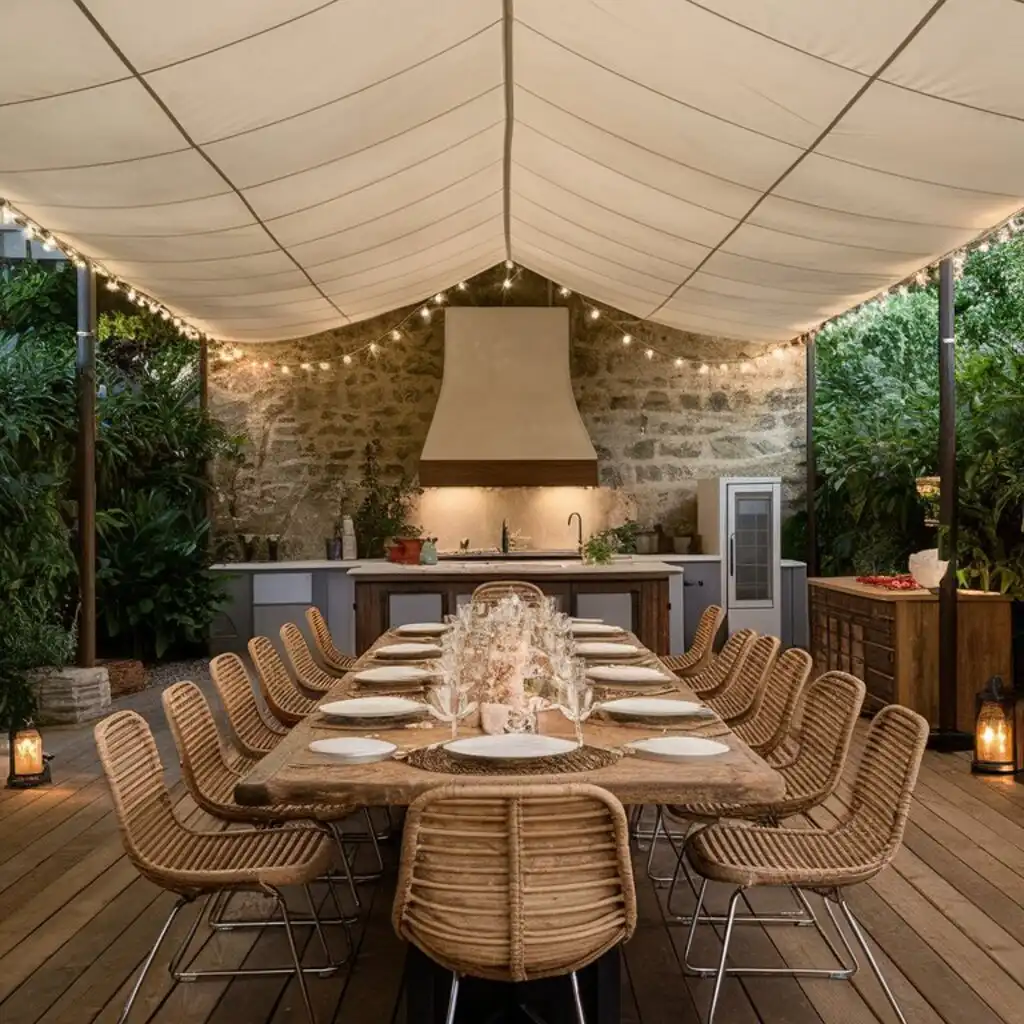 tarp covered porch