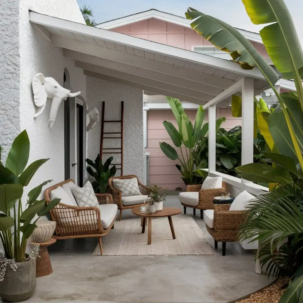 wood canopy covered porch