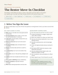 Page 1 of the Renter Move-In Checklist